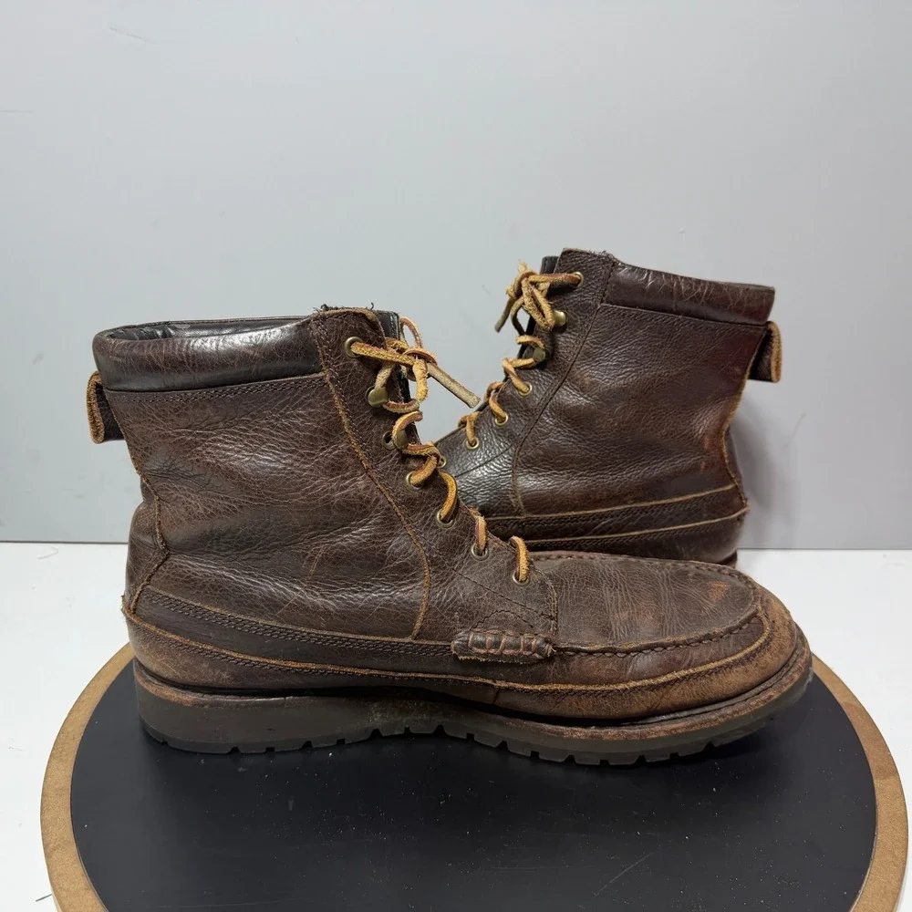 Polo Ralph‎ Lauren Boot Men 13 D Moc Toe Willingcott Brown Leather Rugged Gorp